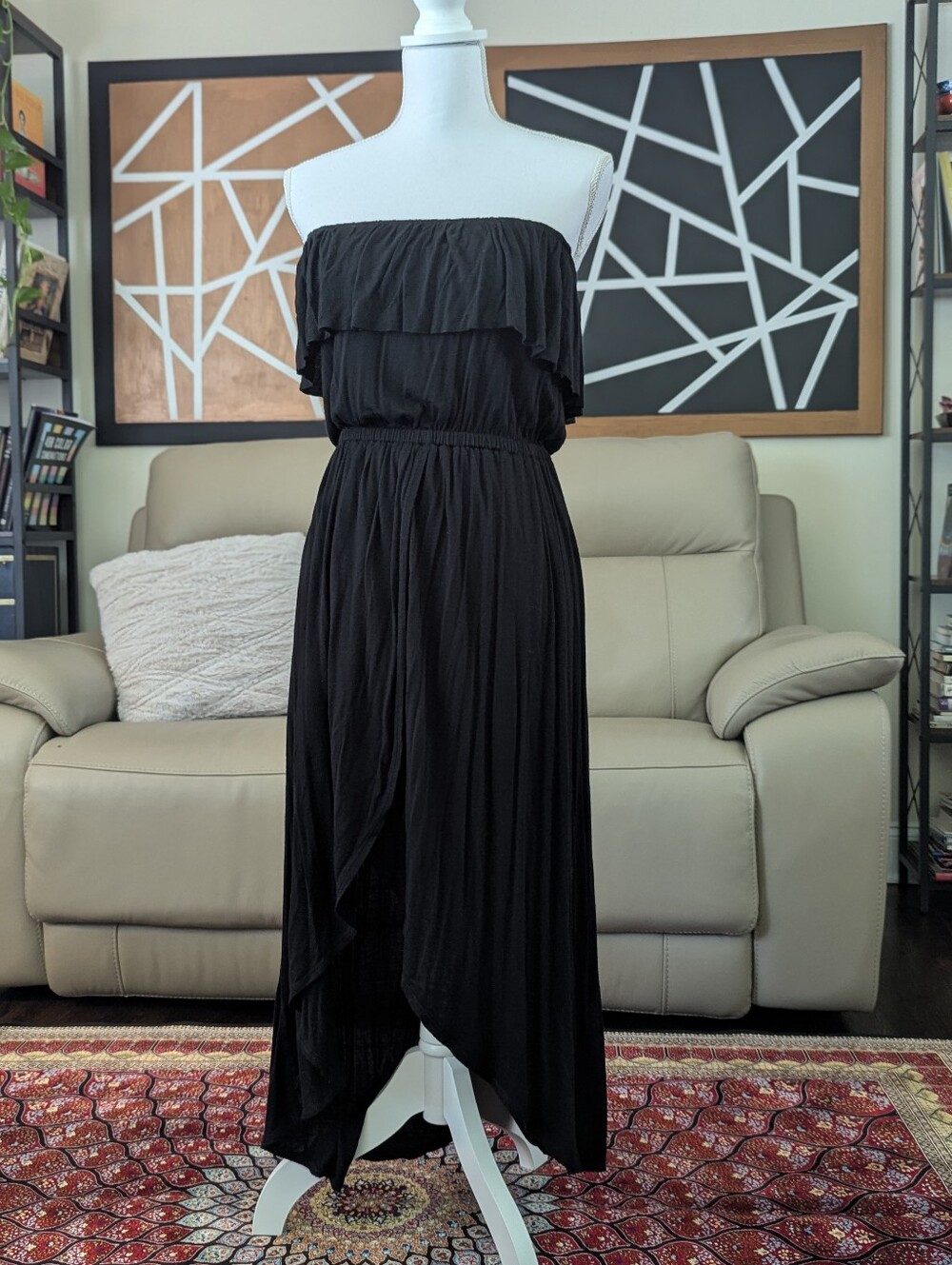 Sweet Pea by Stacy Frati Black Strapless Dress XS Y2K Whimsigoth High-Low